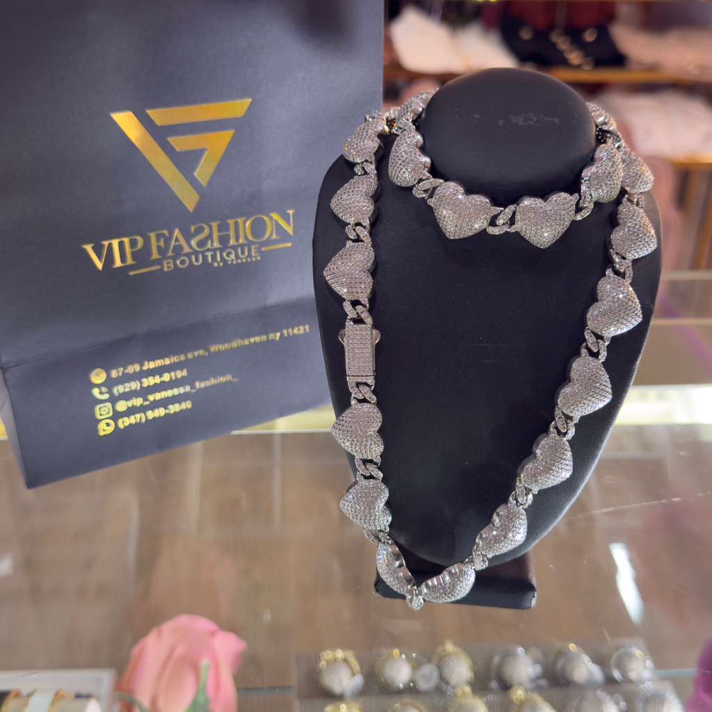 Set Corazon De Diamante Brass & Circonia Premium