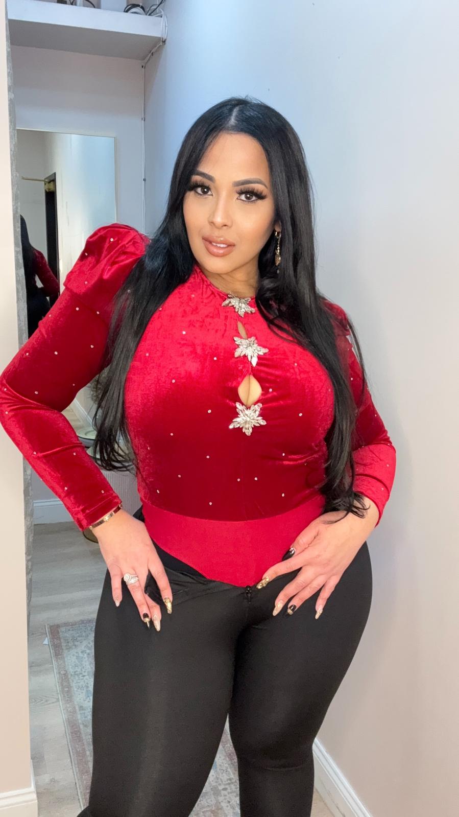 Velvet Diamond Red Top